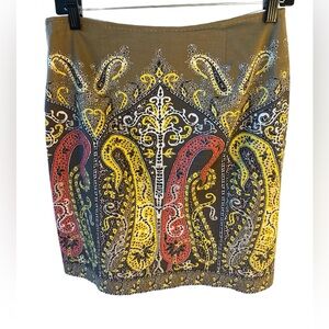 Elie Tahari Yellow Pink Embellished Mini Skirt